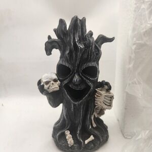 Halloween Spooky Tree Figurine with Skulls and Skeleton Decor 6 Inch